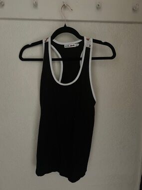 Le Tigre Black Racerback Tank with White Trim